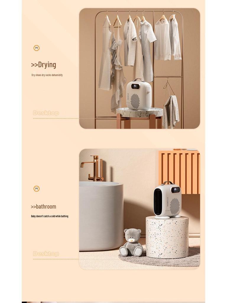 Hyundai Little Sun PTC Быстрый Нагрев Настольный Электрический Обогреватель - Энерго- и Экономичный Вентилятор Теплого Воздуха для Дома или Офиса.