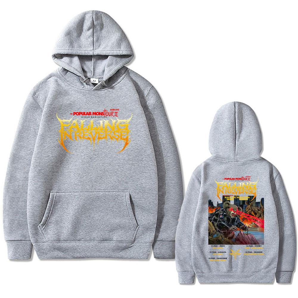 Худи Falling in Reverse Popular Mons Tour II Мужское Женское Рок Метал Оверсайз Уличная Одежда Мужские Повседневные Толстовки
