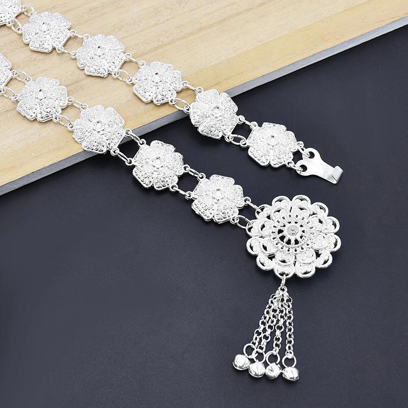 Ретро этнический стиль колокольчик цветок простая одинарная круглая цепочка на талию женские цепочки для тела цепи для танца живота декоративный металлический пояс