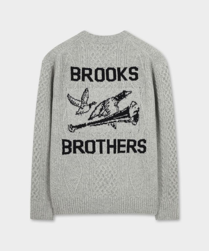 BROOKS BROTHERS [Heritage] Cable Aran Sweater (Light Grey) (Bbwrmhf408)