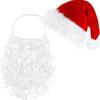 Santa Claus Beard Curly Fluffy Costume Adults/Kids Christmas Performance Santa Fake White Handlebar Mustache for Cosplay Party