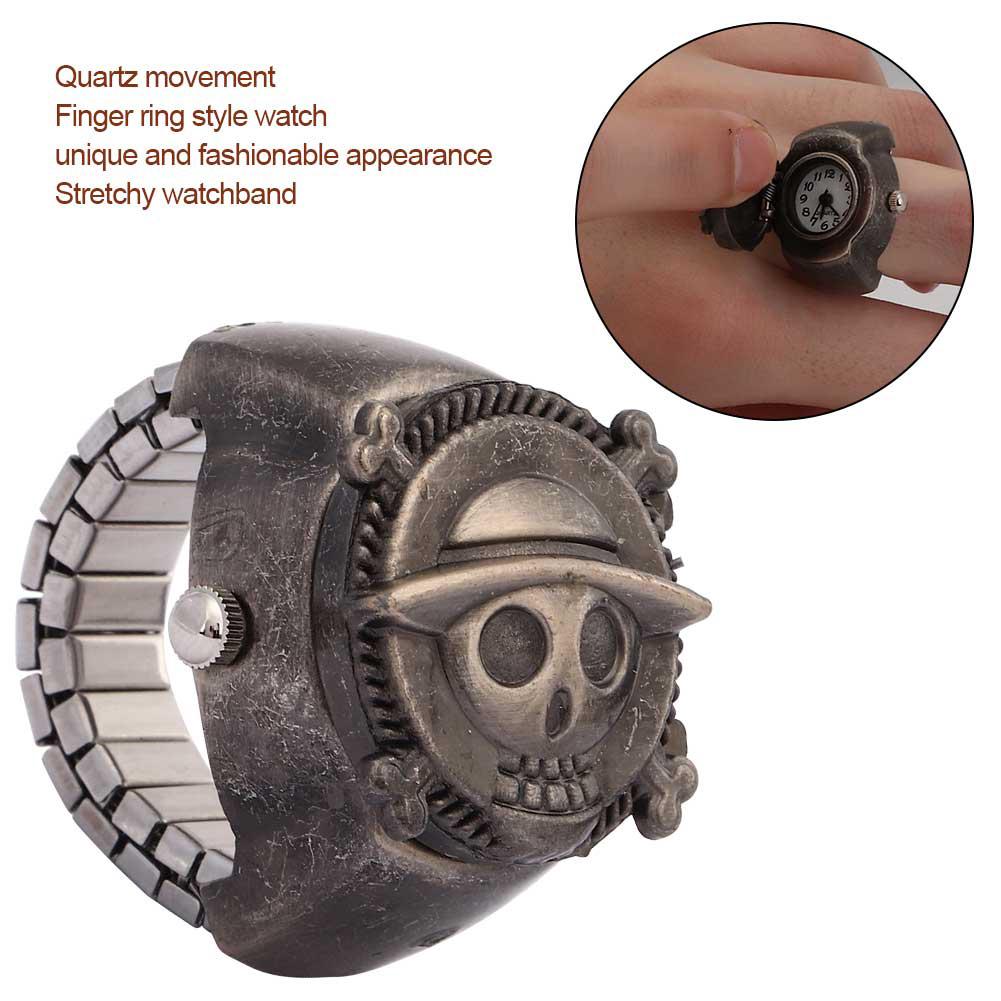 Кольцо-часы с откидной крышкой, кварцевые кольцо-часы на палец для студентов-унисекс(черный )