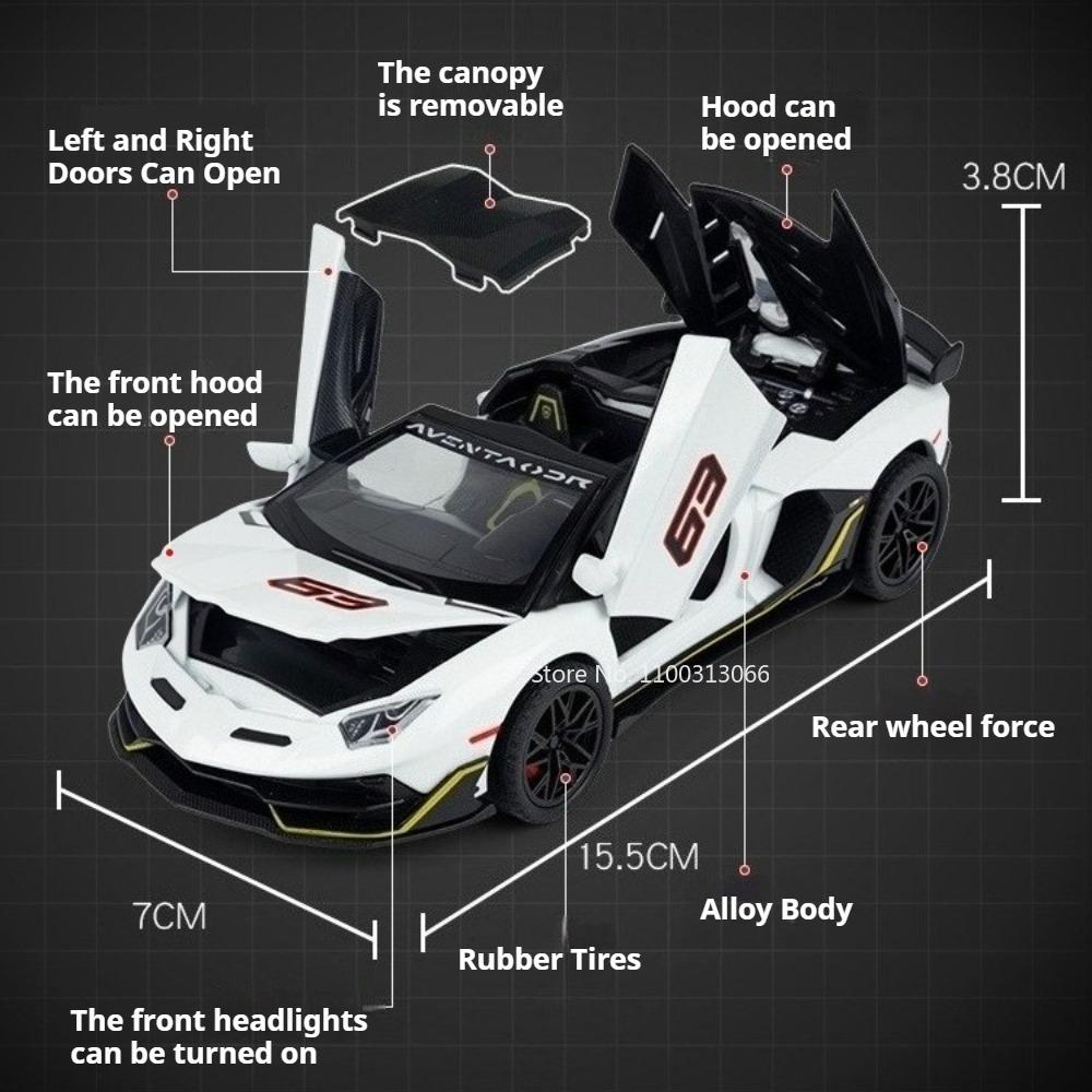1:Масштаб 32 Lambor Revuelto SVJ63 Игрушечные Модели Автомобилей Колесо Оттяжка Миниатюрный Суперкар Симулированный Салон Автомобиля Интерактивные Игрушки