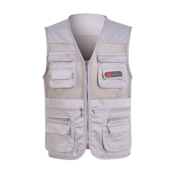 Outdoor Vest Zippers All Match Plus Size Stylish Pure Color Straight for Hunting