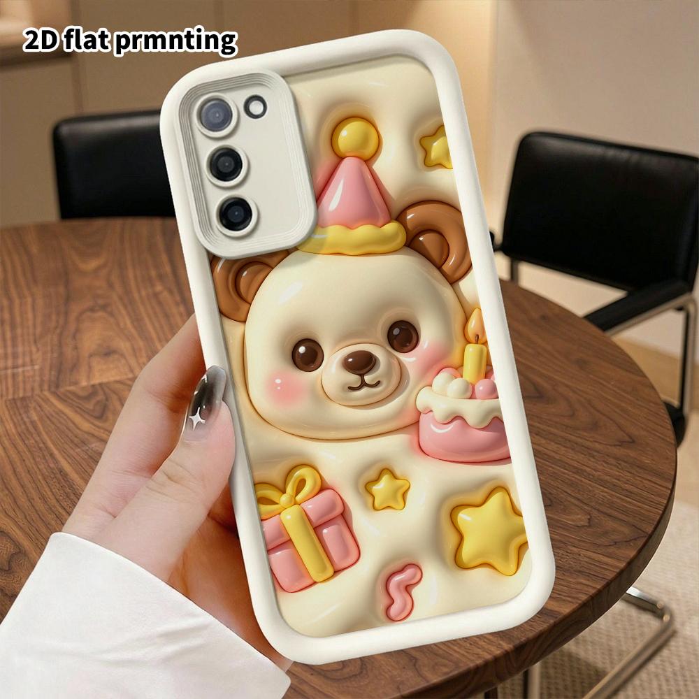 Phone case: 2D flat, compatible with Samsung Galaxy A34 A35 M05 M06 S20 S22 S21 FE Plus 5G protective cases, birthday little bear, perfect Christmas a