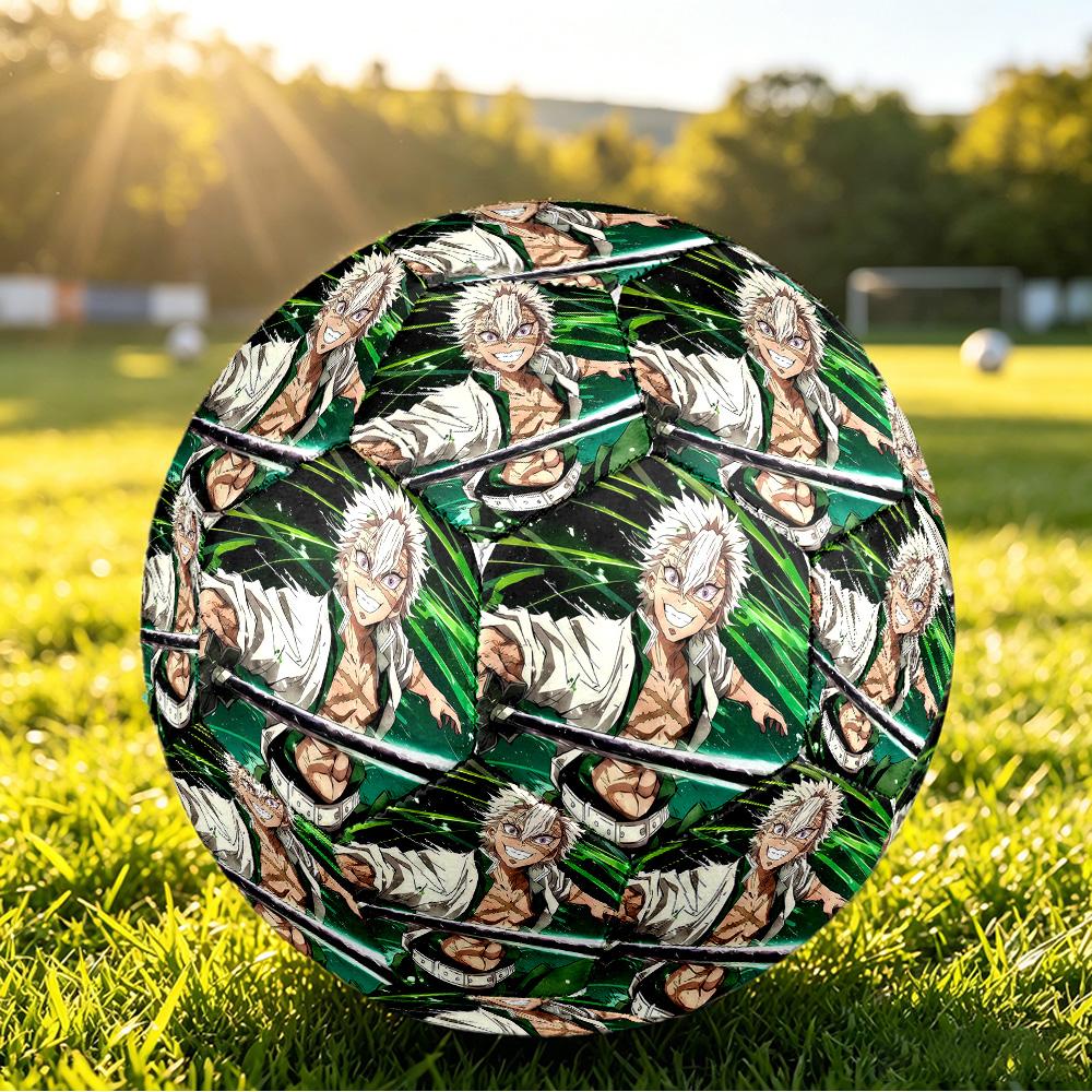 Demon Slayer Printed Size 5 Standard Football, Waterproof PU Training Soccer Ball for Outdoor Sports