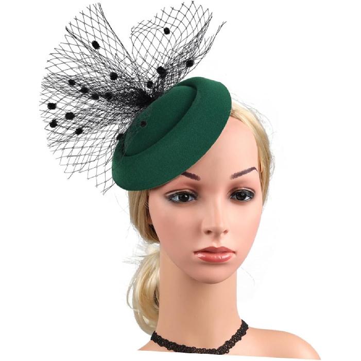 Ipetboom Сетчатая шляпка-fascinator и заколка для волос для женщин, Классическая повязка на голову для чаепития темно-зеленого цвета, Легкий аксессуар для особых случаев, для свадеб