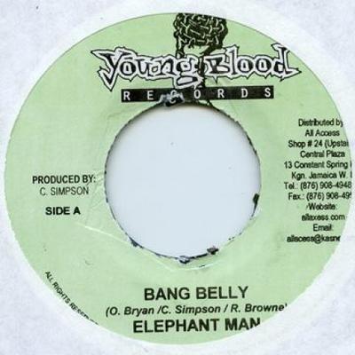 7-дюймовая пластинка ELEPHANT MAN / M'LONIE - Bang Belly / Money Boy Young Blood 2007 Ямайка Регги, Ска и Даб