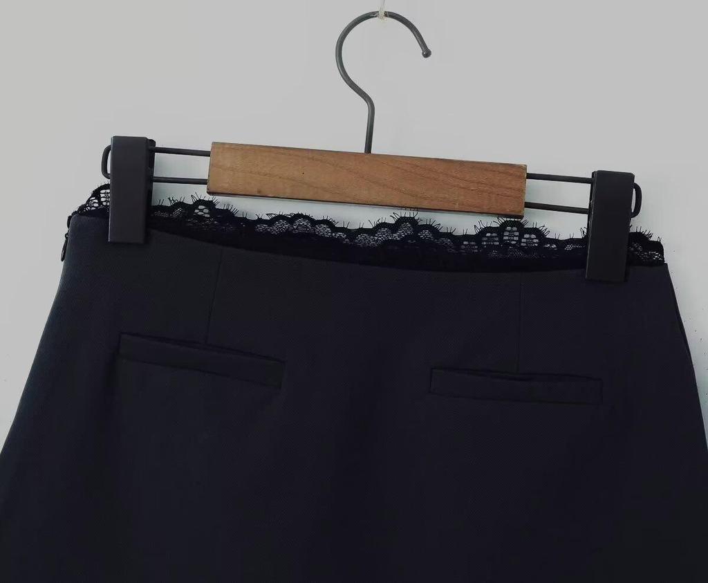 Европейская мини-юбка bodycon с высокой талией и кружевной отделкой, с шортами безопасности