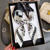 New Black White 70*70cm Square Silk Scarf Women Fashion Sunscreen Kerchief Hairband Neckerchief Ribbon Headband Lady Foulard Bag