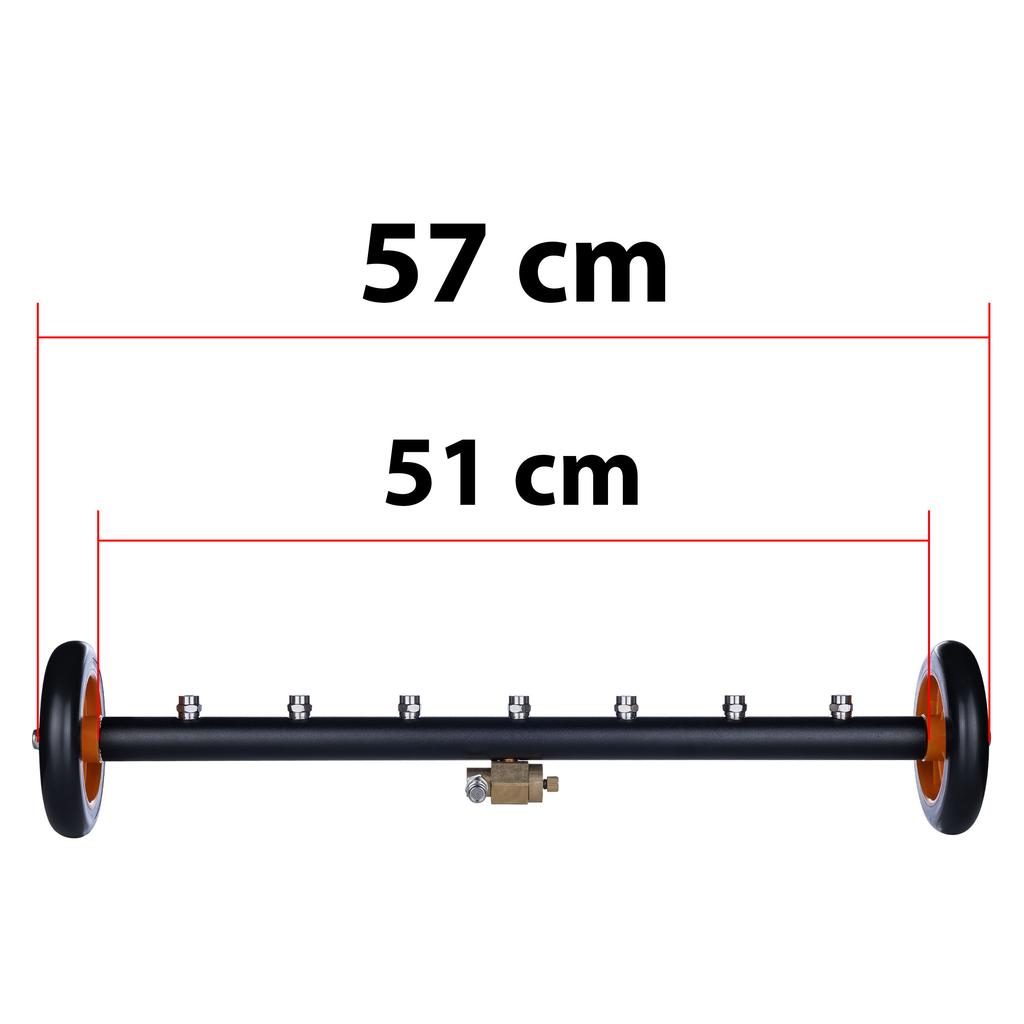 Undercarriage Washing Lance On Wheels With 1/4" Quick Connector - 7 Nozzle Holes