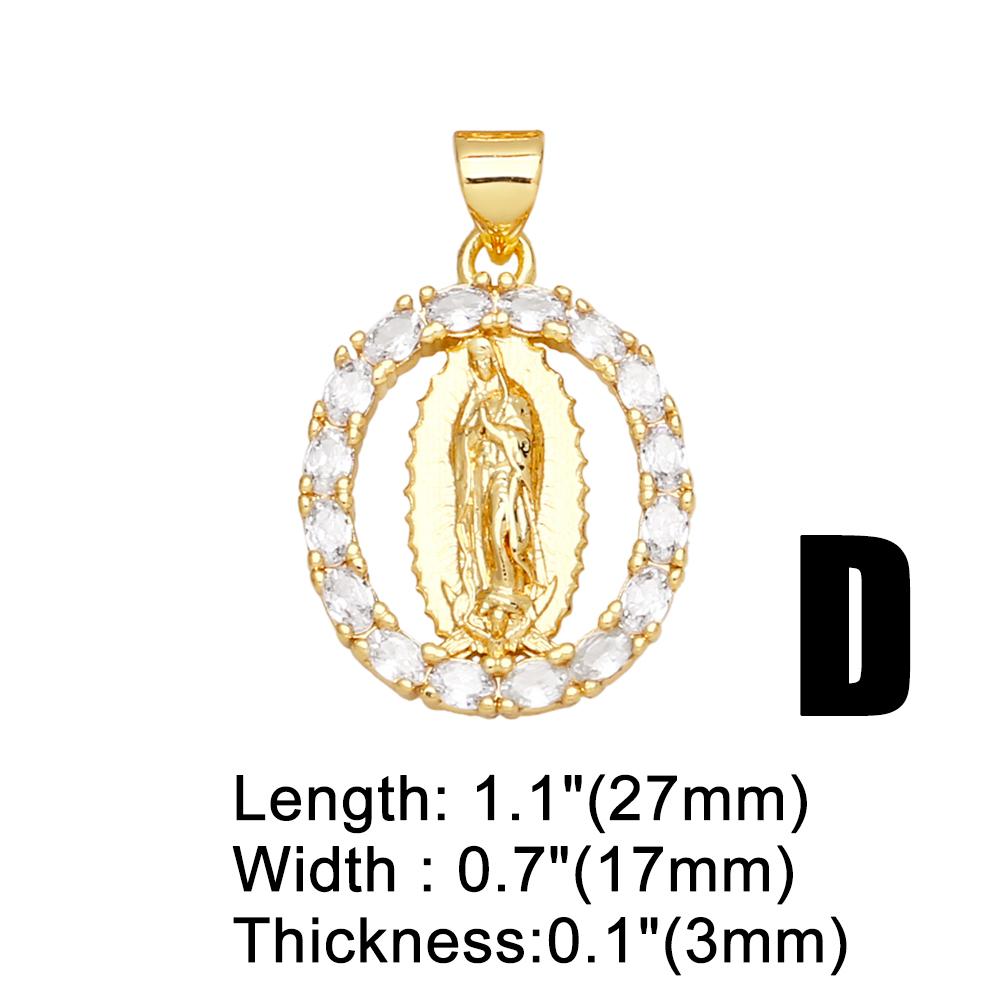 OCESRIO White Crystal Virgin Mary Pendant for Necklace Copper Gold Plated Heart Water Drop Amulet Jewelry Making Supply pdtb067