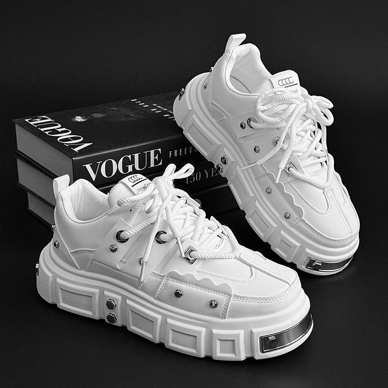 Мужские кроссовки в стиле панк 2025 Дизайнерская обувь на платформе для увеличения роста Высококачественная кожа Повседневная обувь для мужчин Обувь для скейтборда