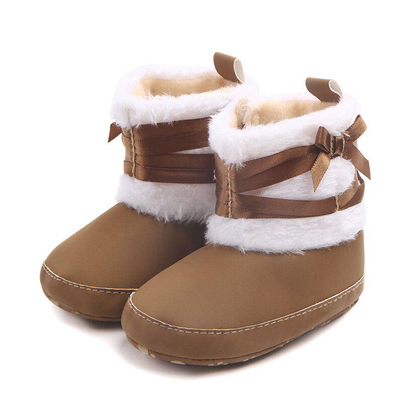 Soft Cotton Baby Boots Winter Cute Bowknot Snow Boots Baby Winter Booties Shoes Anti Slip Newborn Toddler Boy Girl First Walkers