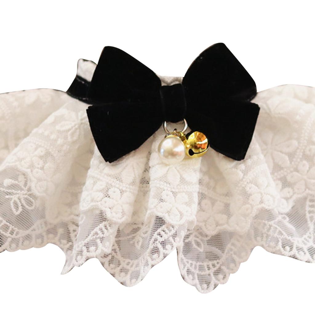Кружевной нагрудник для питомца, воротник с милым бантом, мягкий, легко носить, удобный нагрудник, шарф для украшения собак и кошек, черный, M