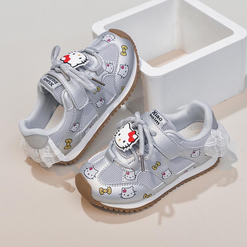 Spring Autumn Hello Kitty Girls Casual Shoes Sweet Princess Style Lightweight Soft Sole Non Slip Toddler Sneakers