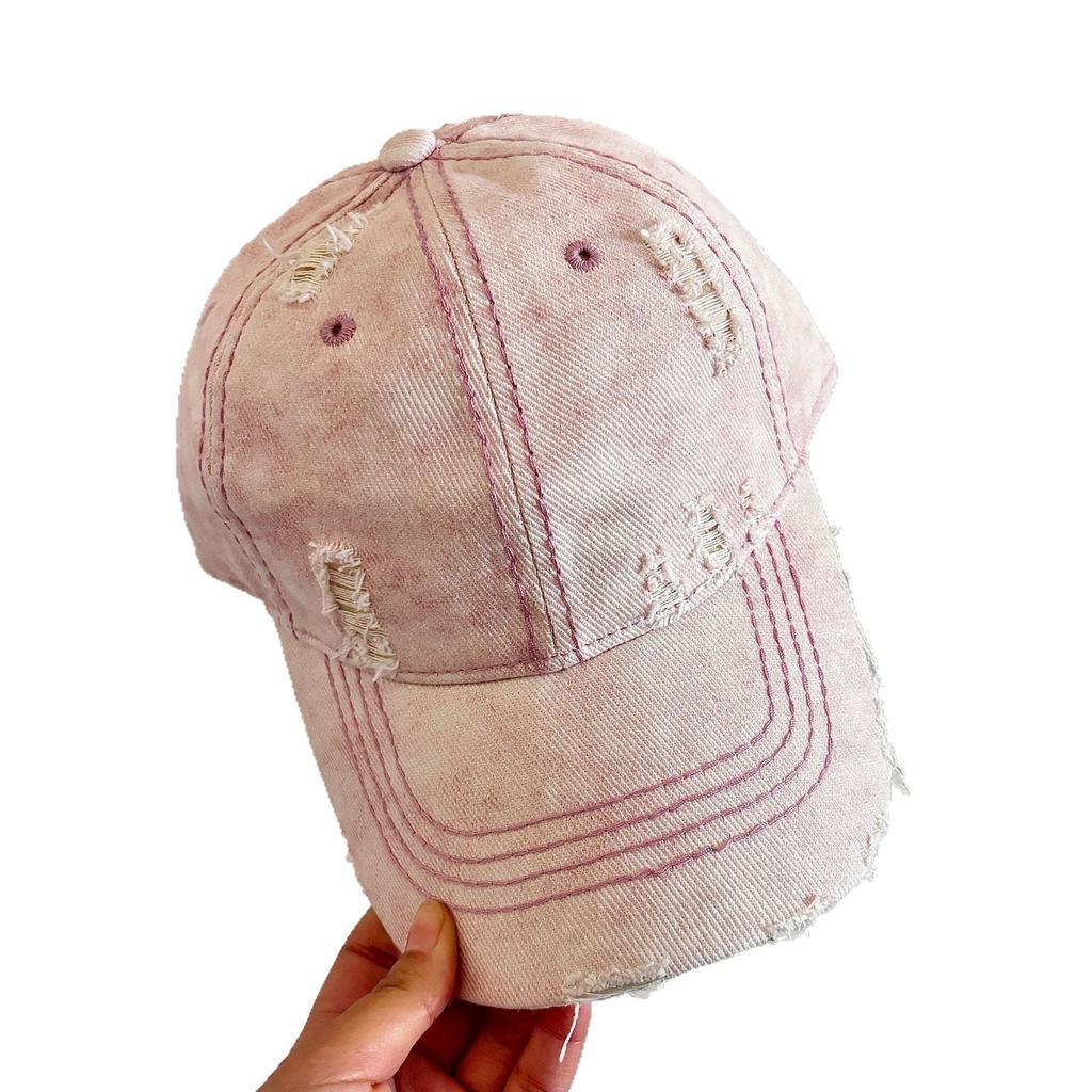 Весна и лето повседневные делают кепки с козырьком мужчины показывают свои лица маленькие универсальные шляпы от солнца индивидуальность рваные джинсовые бейсболки женщины