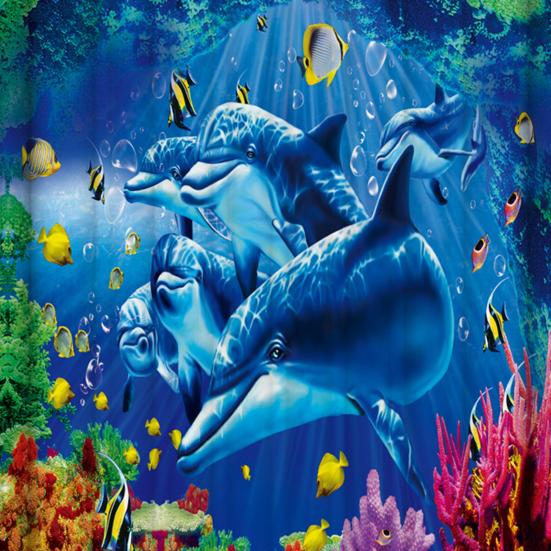 Yousheng Ocean Душевая занавеска с синим дельфином из полиэстера, плотная напечатанная душевая занавеска с крючками для ванной комнаты