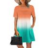 Женское летнее платье с градиентным принтом тай-дай, повседневное платье с короткими рукавами и круглыми карманами с завязками