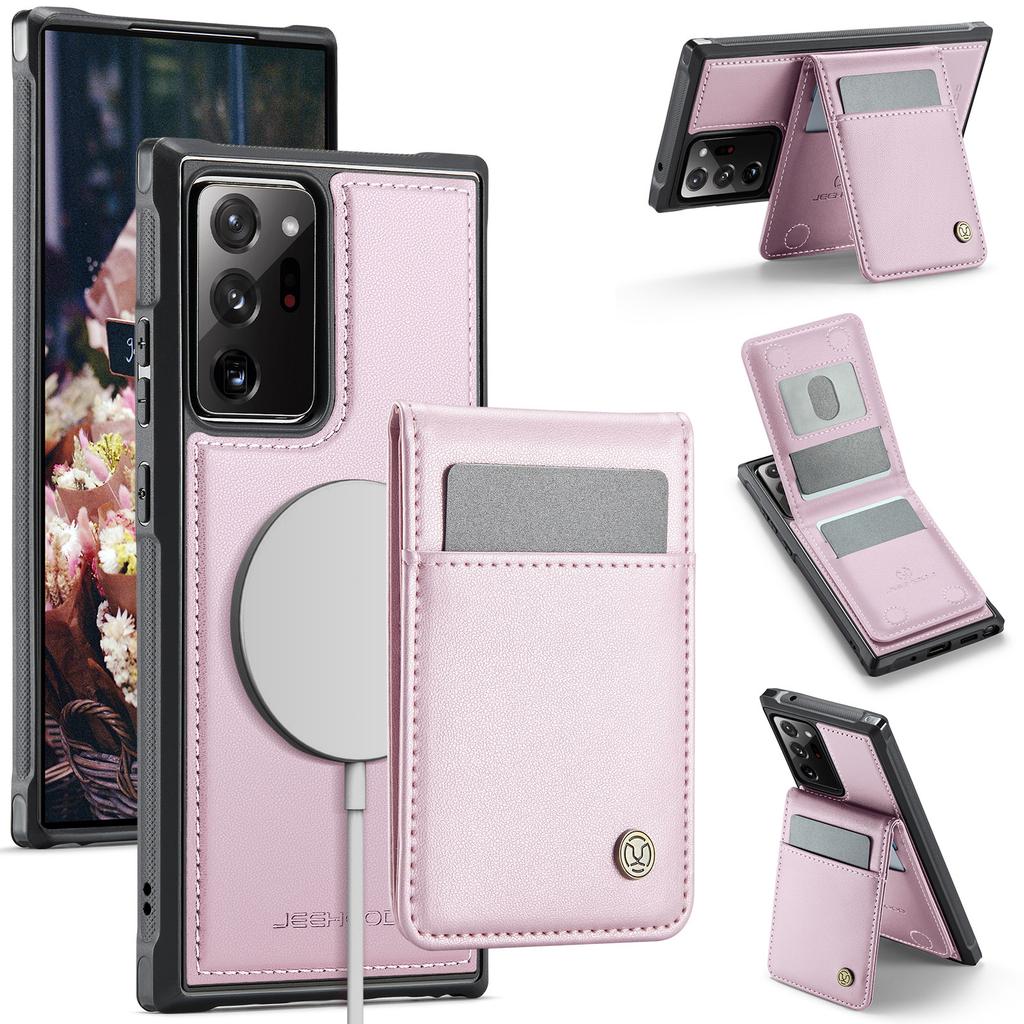 Для Samsung Galaxy Note20 Ultra Кожаная задняя крышка Совместима с MagSafe Чехол для телефона JEEHOOD J06 с карманом для карт Блокировка RFID