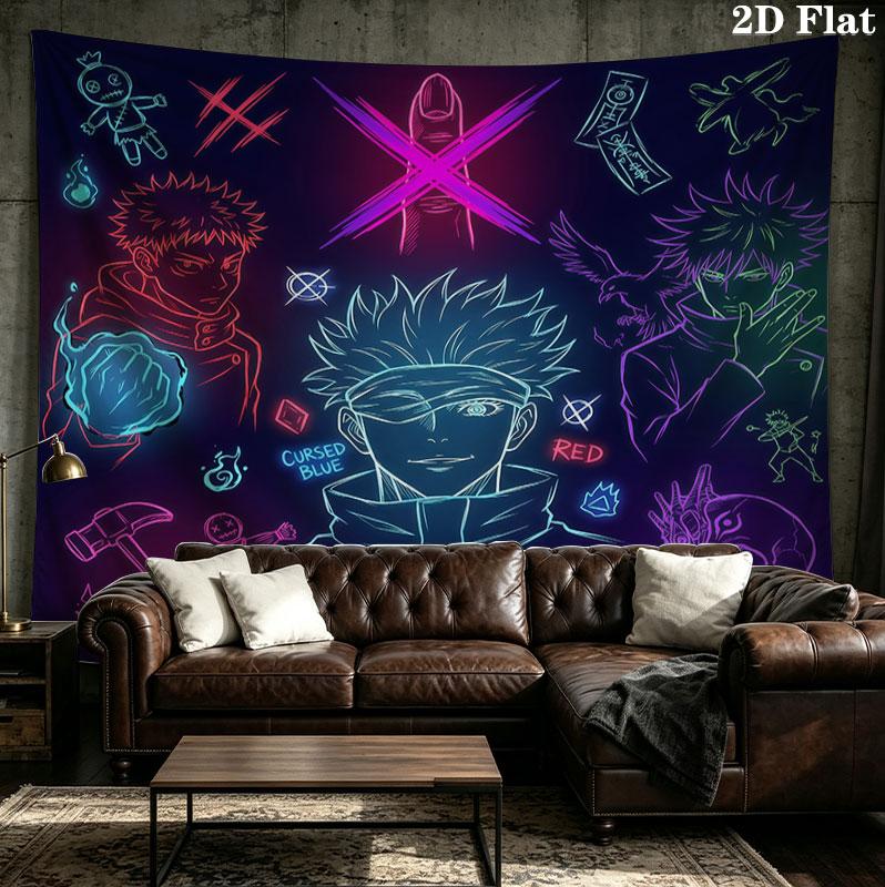 Jujutsu Kaisen Wall Tapestry Aesthetic Wall Hanging Printed Fabric Blanket Decorative Tapestries For Bedroom Living Room Home Decor