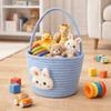 Cartoon Easter Gift Basket Cotton Thread Long Handle Gift Storage Basket Hand-Woven Multi-Purpose Handheld Woven Basket