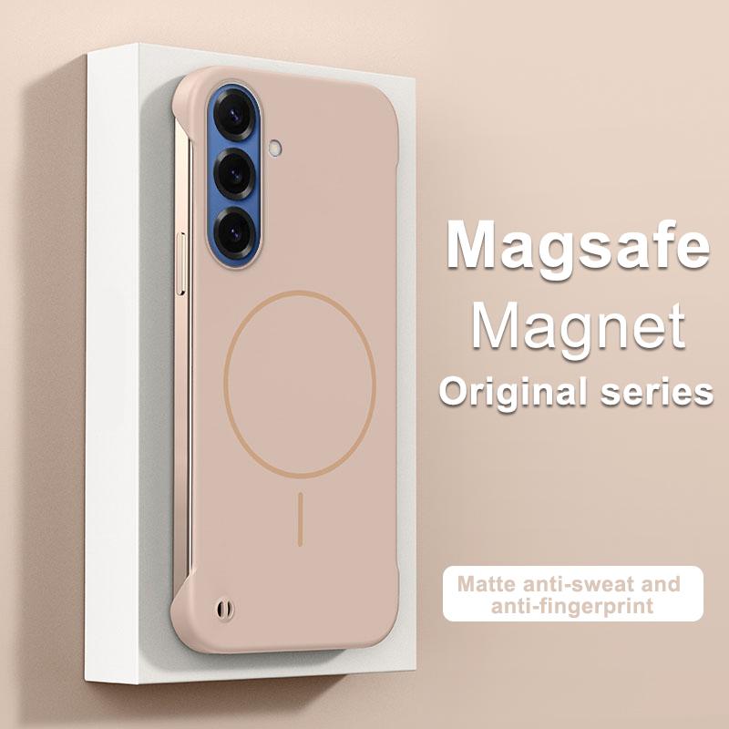 Безрамочный магнитный чехол для телефона для Samsung Galaxy S26 S25 Edge S24 FE S23 S22 Plus Note 20 Ultra Для Magsafe Жесткая задняя крышка из поликарбоната