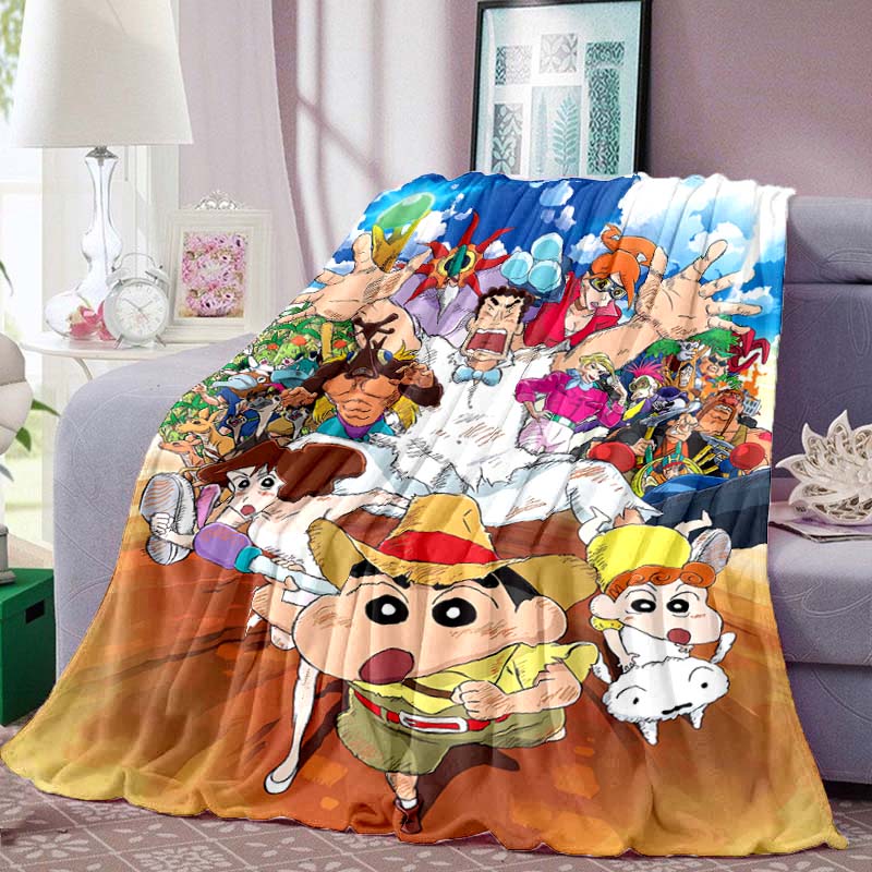 This Crayon Shin-chan cartoon blanket is made of warm and comfortable flannel and is suitable for bedrooms, sofas, beds, chairs,