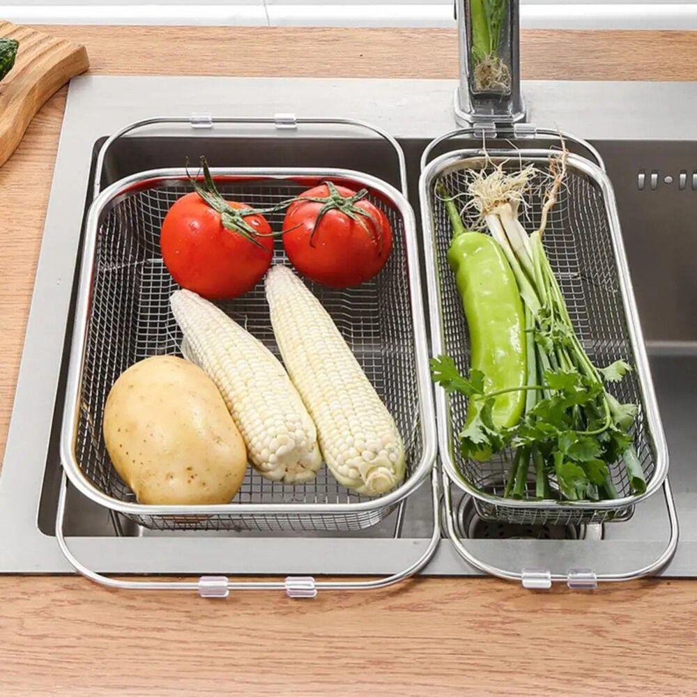Versatile Expandable Sink Colander Stainless Steel Sink Strainer Sink Drainer Basket  Vegetables