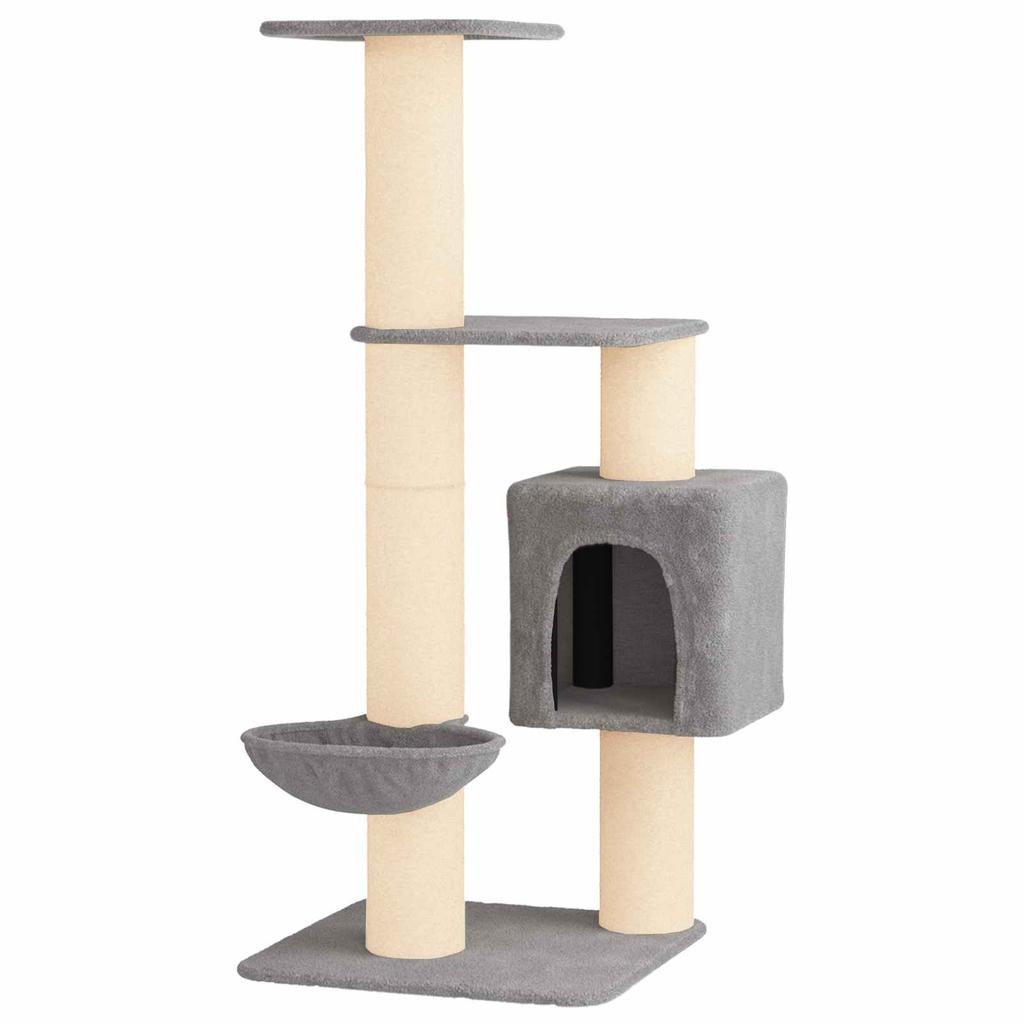 Cat Tree with Sisal Scratching Posts Light Grey 137 cm