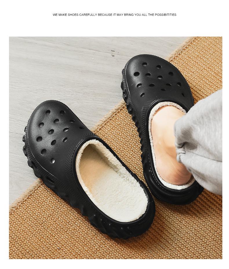 Зимние флисовые туфли с закрытым носком 2025 - Теплые, толстые хлопковые тапочки для пар
