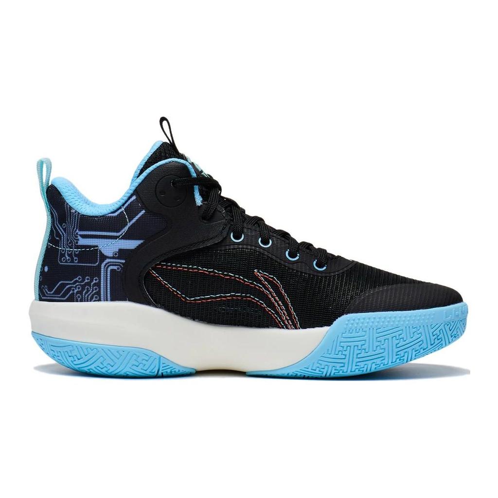 Li Ning Primary 3.0 Mesh Shock Absorption Non-Slip Lightweight Rebound Low-Top Kids Basketball Shoes Kids Basketball Shoes Black Blue YKBT028-5