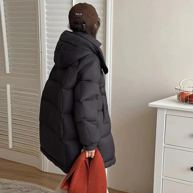 Зимняя утолщенная морозостойкая куртка на гусином пуху средней и длинной длины для женщин 2024 года, зимняя куртка высокого класса, повседневная куртка прилив