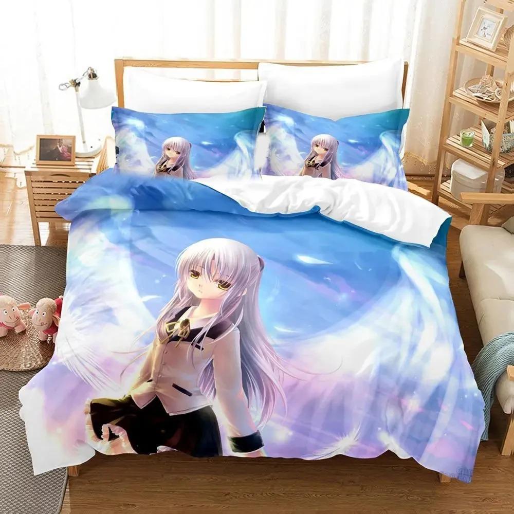 3D Печать Аниме Angel Beats Комплект Постельного Белья Мягкое Покрывало с Пододеяльником С 1/2 Подушками Для Детей Взрослых Микрофибра Покрывало