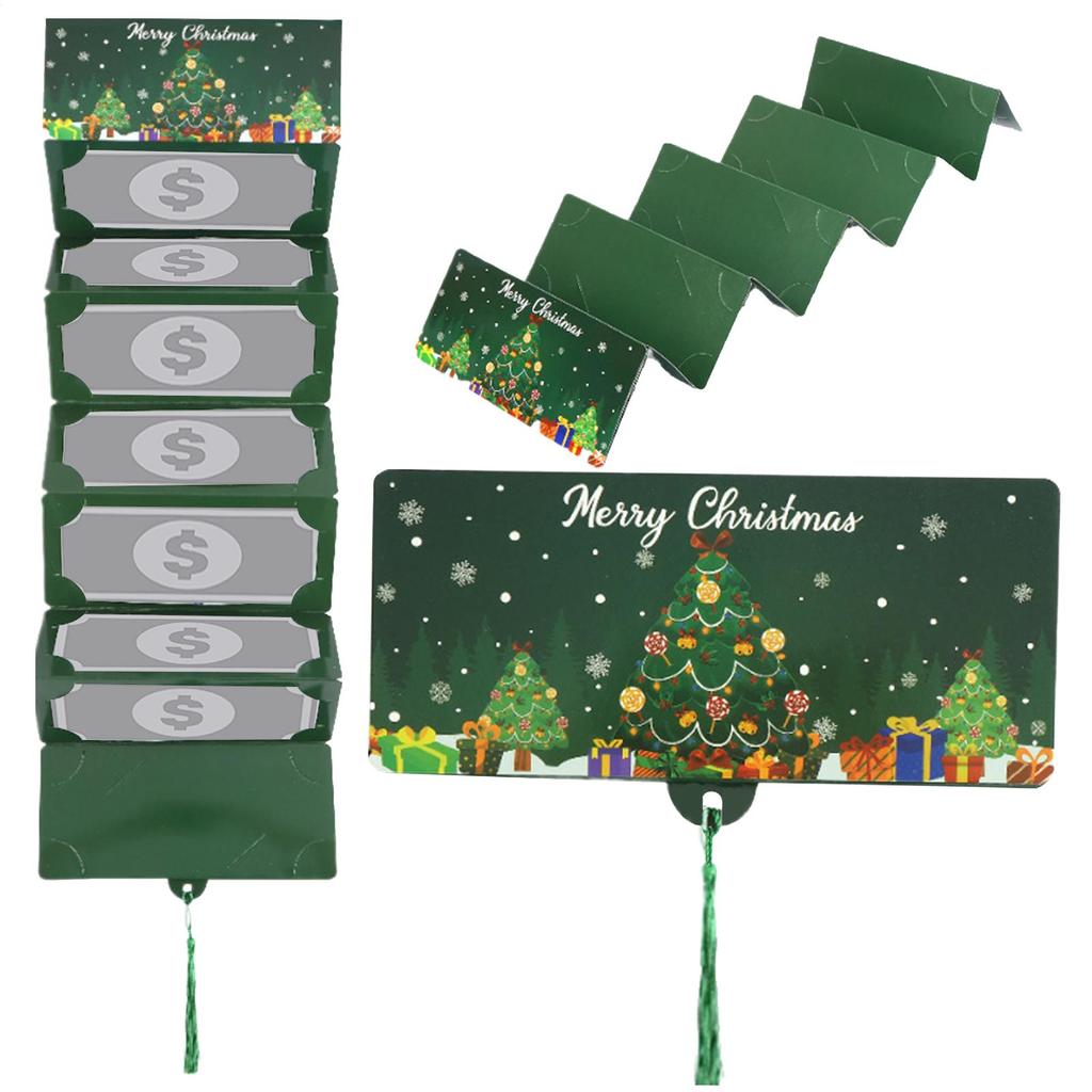 Christmas Money Cards With Envelopes Cash Card Holders Party Festive Foldable Cards With Tassle Holiday Cash Gift Storage Box