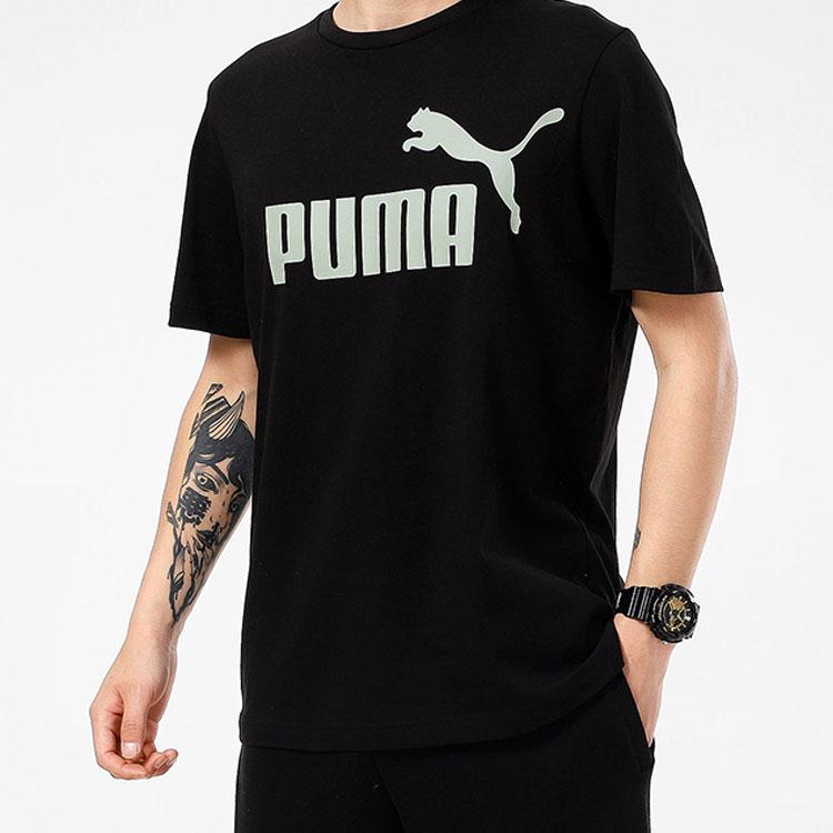 Puma Футболка с круглым вырезом и коротким рукавом с логотипом, топы унисекс, черная 847182-01
