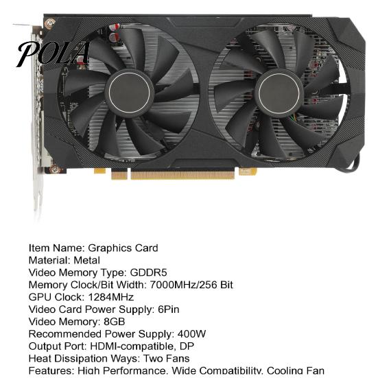 Настольная видеокарта RX580 с двойным вентилятором 8 ГБ GDDR5 256-битная DP/HDMI-совместимая Аксессуары для игрового компьютера