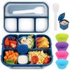 16-Piece Plastic Bento Lunch Box Set for Students with Microwave-Safe Compartments and Fruit Picks