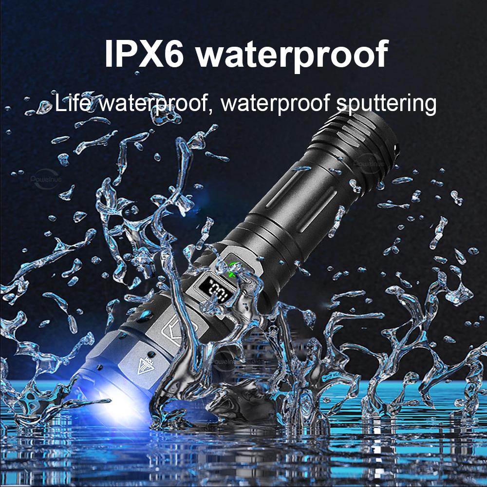 2000M Spotlight LED Flashlight 80W White Laser High Power Flashlight USB Recharge Powerful Torch Lantern Hand Lamp