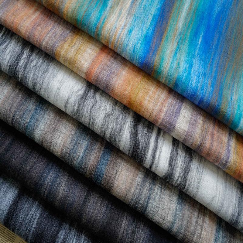 Distinctive Oil Painting Knitting Dream Embroidery Aurora Borealis Color Autumn and Winter Fashion Fabrics Weft Elastic Wool Craft Design Art Fabrics