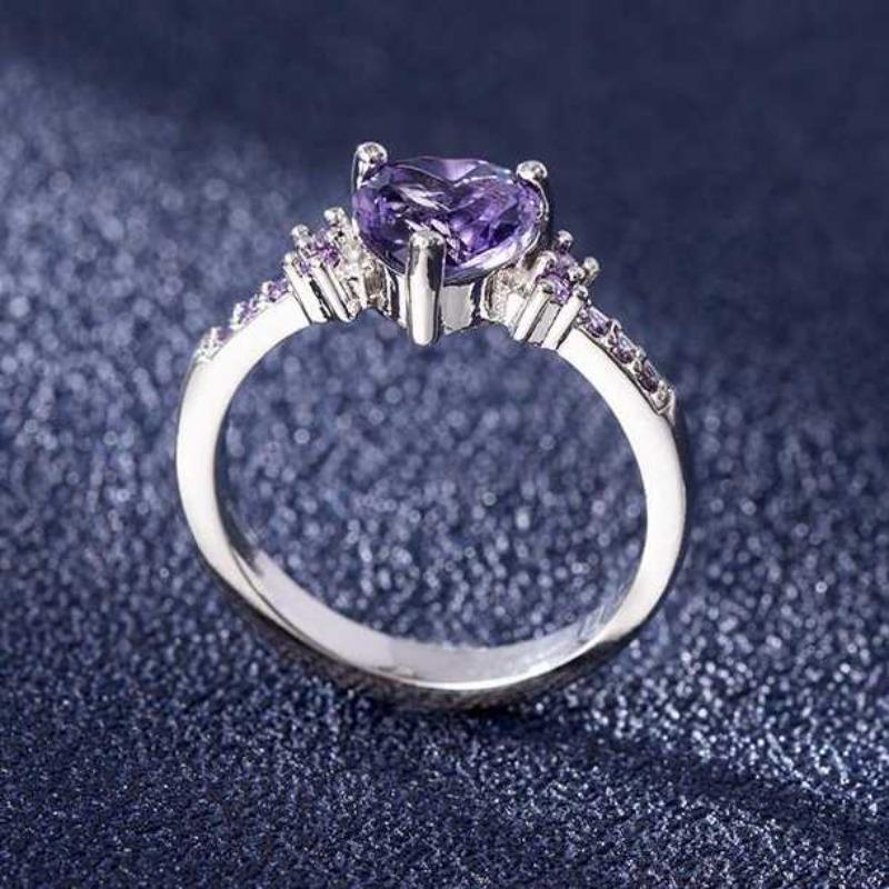 Sace Gems Классическое кольцо из медного сплава с фиолетовым цирконом, женские ювелирные изделия, свадебный подарок, вечеринка