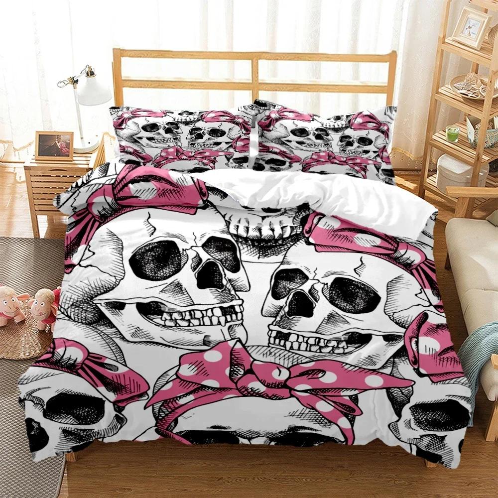 3D Print Mysterious Colored Skeleton Comfortable Duvet Cover Pillowcase Bedding Set Children Bedroom Decoration Home Textile