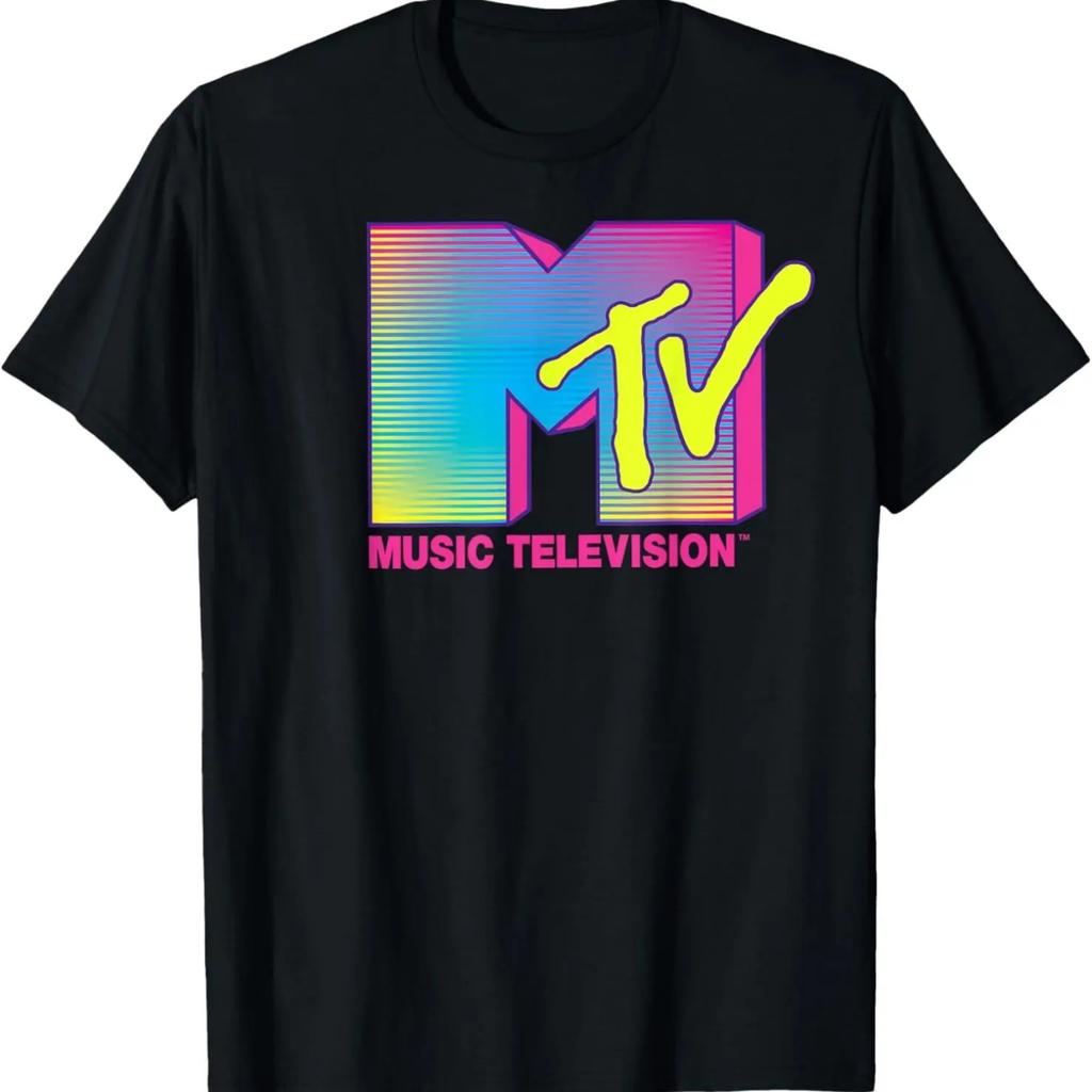 Повседневная смешная мужская женская рубашка 80-х 90-х Логотип MTV Флуоресцентные цвета Ретро-дизайн Футболка Графическая футболка Женская летняя одежда