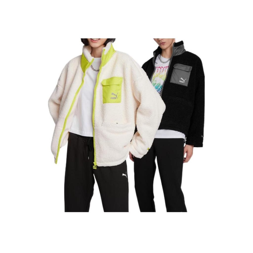 Puma FW22 Куртка из искусственной овчины с вышитым логотипом Куртка унисекс Белая 539570-93