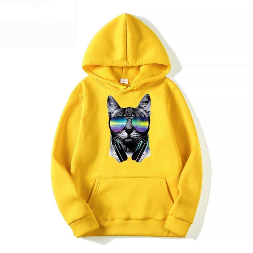 Tideway Cat Print Новый свитер с капюшоном, мужской весенний свободный топ с длинными рукавами в ленивом стиле