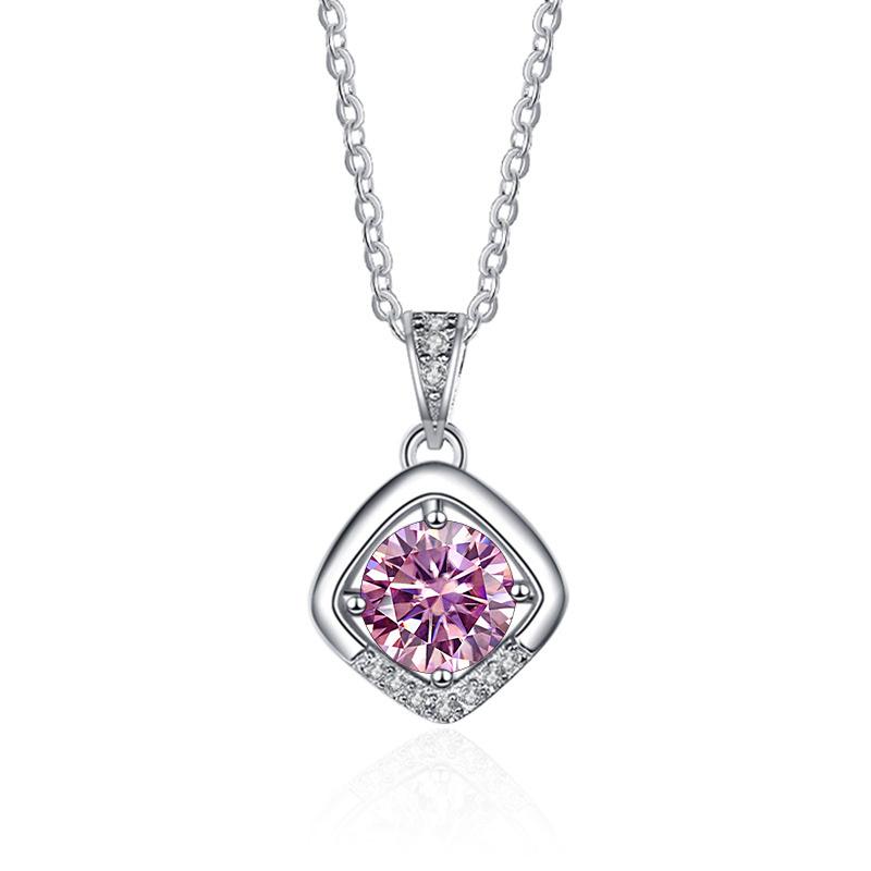 Bague Ringen 1ct VVS D Цветной Муассанит Бриллиантовое Ожерелье Для Женщин Серебро 925 Ювелирные Изделия Женский Простой Темперамент Цепочка На Ключицу