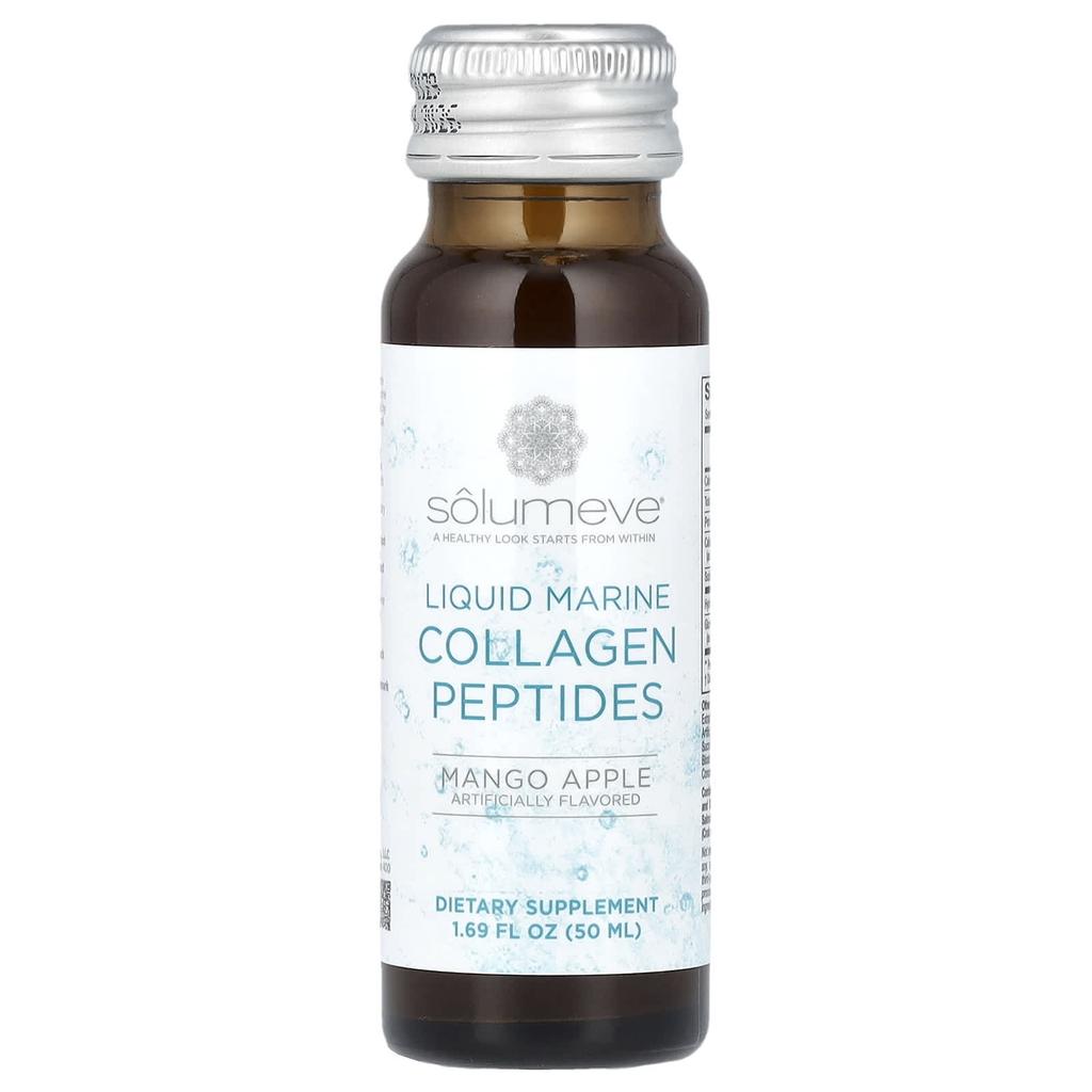 Solumeve Ageless Beauty Liquid Marine Collagen, Glucosamine, Mango Apple, 10 Bottles
