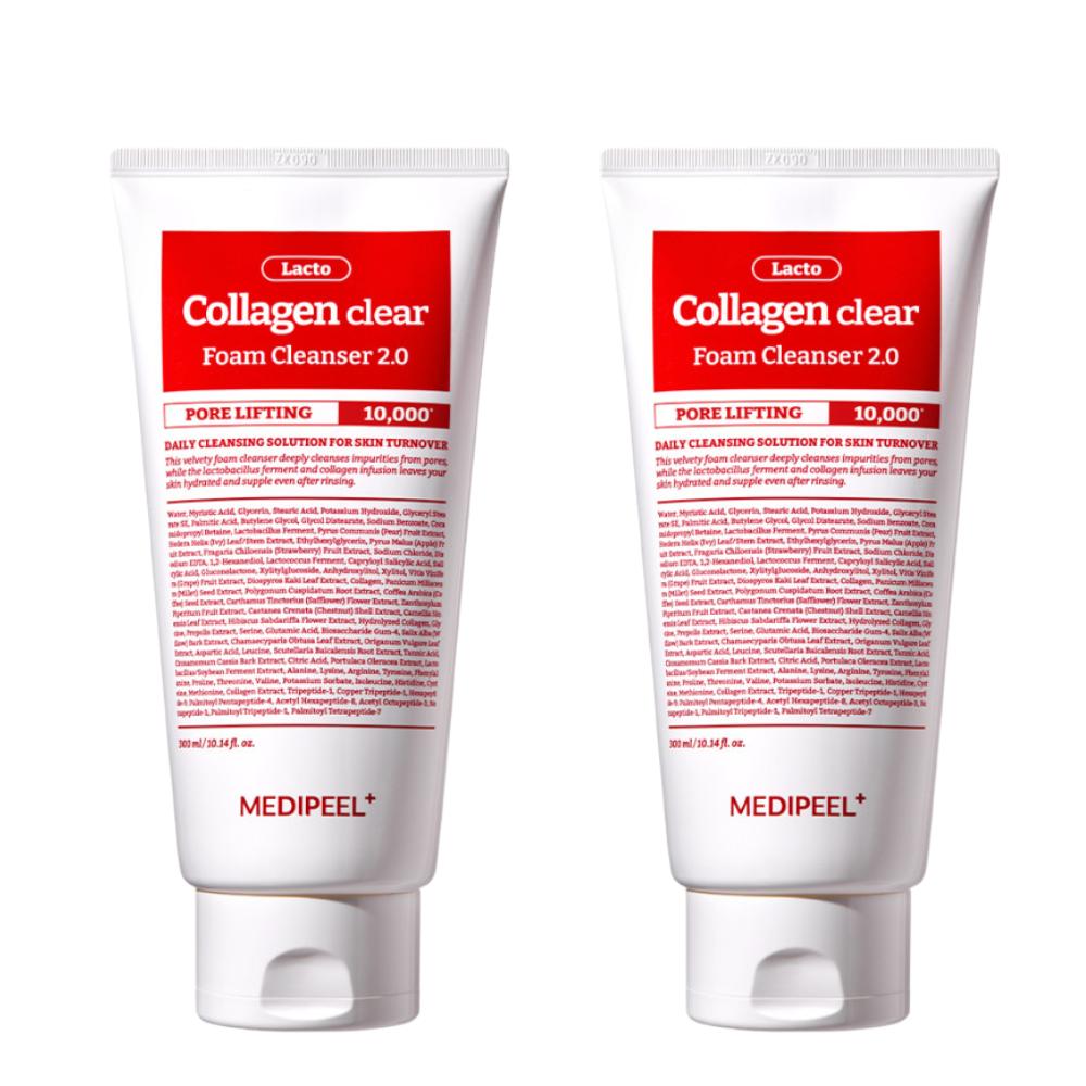 MEDIPEEL Red Lacto Collagen Clear 2.0 300ml x 2ea Set | Pore Deep Cleansing & Tightening Foam