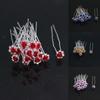 10 Pcs Women Fashoin Silver Plated Rhinestone Rose Flower Hair Pin Clip Hairpin