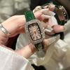 Винтажные женские часы с блестящими цирконами и кристаллами, наручные часы, водонепроницаемые, кожаный ремешок, кварцевые часы, римские ретро relojes